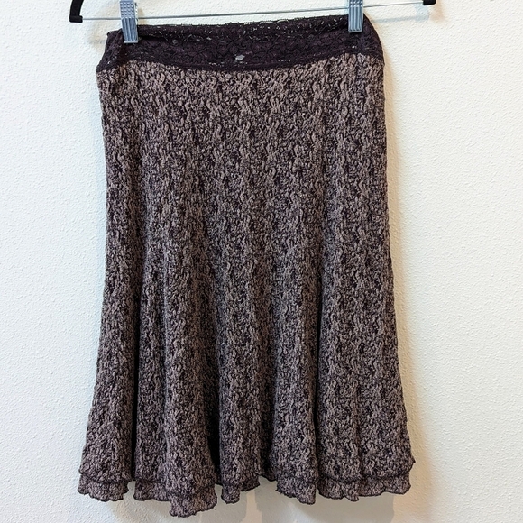 CABI Truffle Stretch Lace Overlay Flared Skirt in Style 957 (S) - Picture 1 of 3